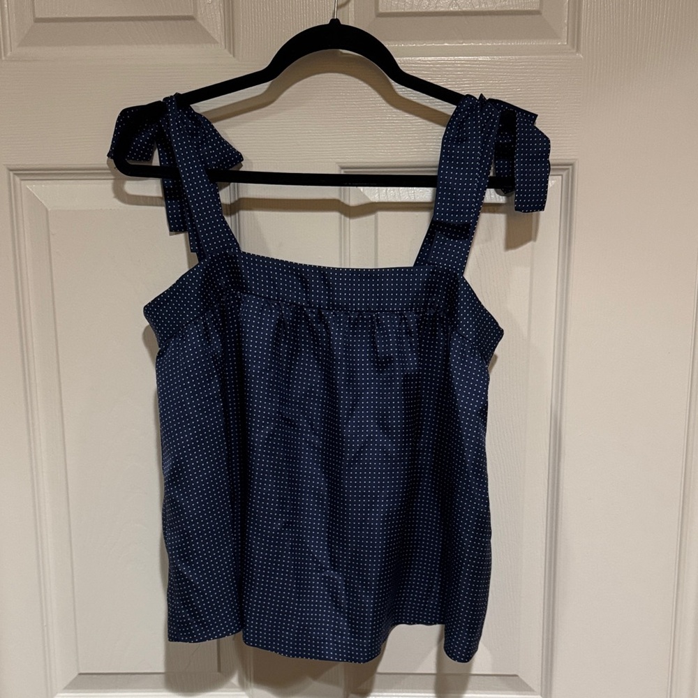 J. Crew Navy Blue Polka Dot Blouse
